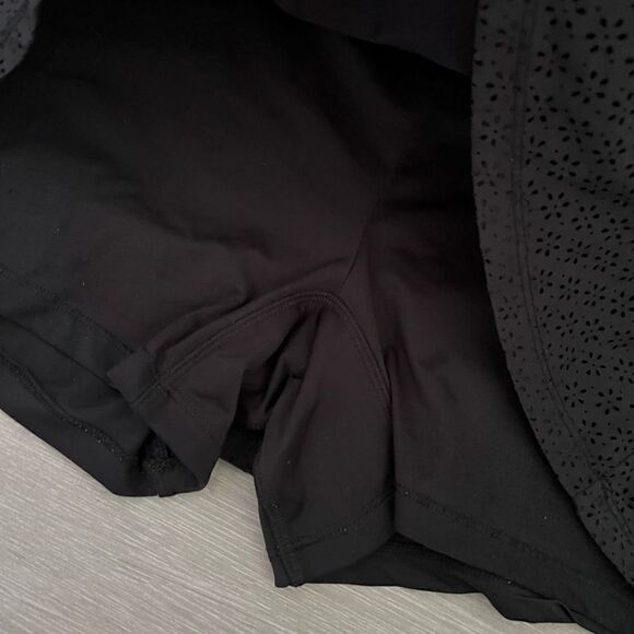 FILA Black Tennis skirt Pickleball Skort  laser cut hem sz L - Picture 4 of 6